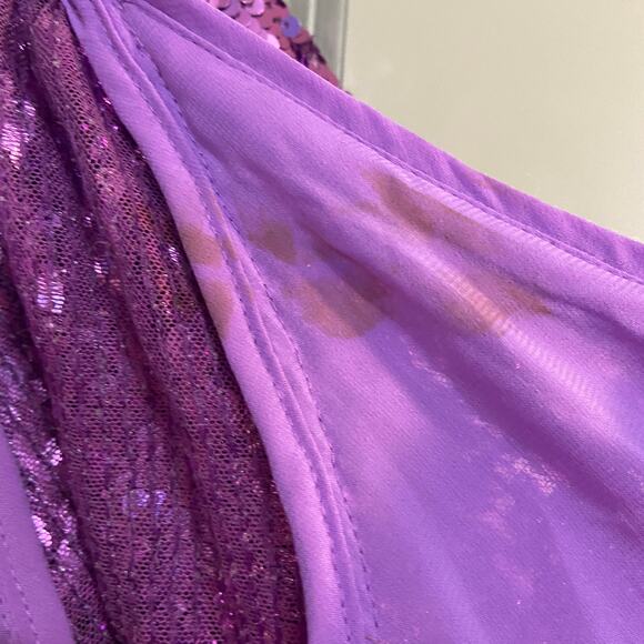 For Love & Lemons Size Small Purple Sequin Tie Front Madeline Sequin Top - Picture 7 of 10